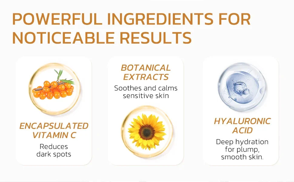 hydratant pour le visage à capsule dorée de vitamine C profonde, protection antioxydante, soins légers quotidiens pour la peau