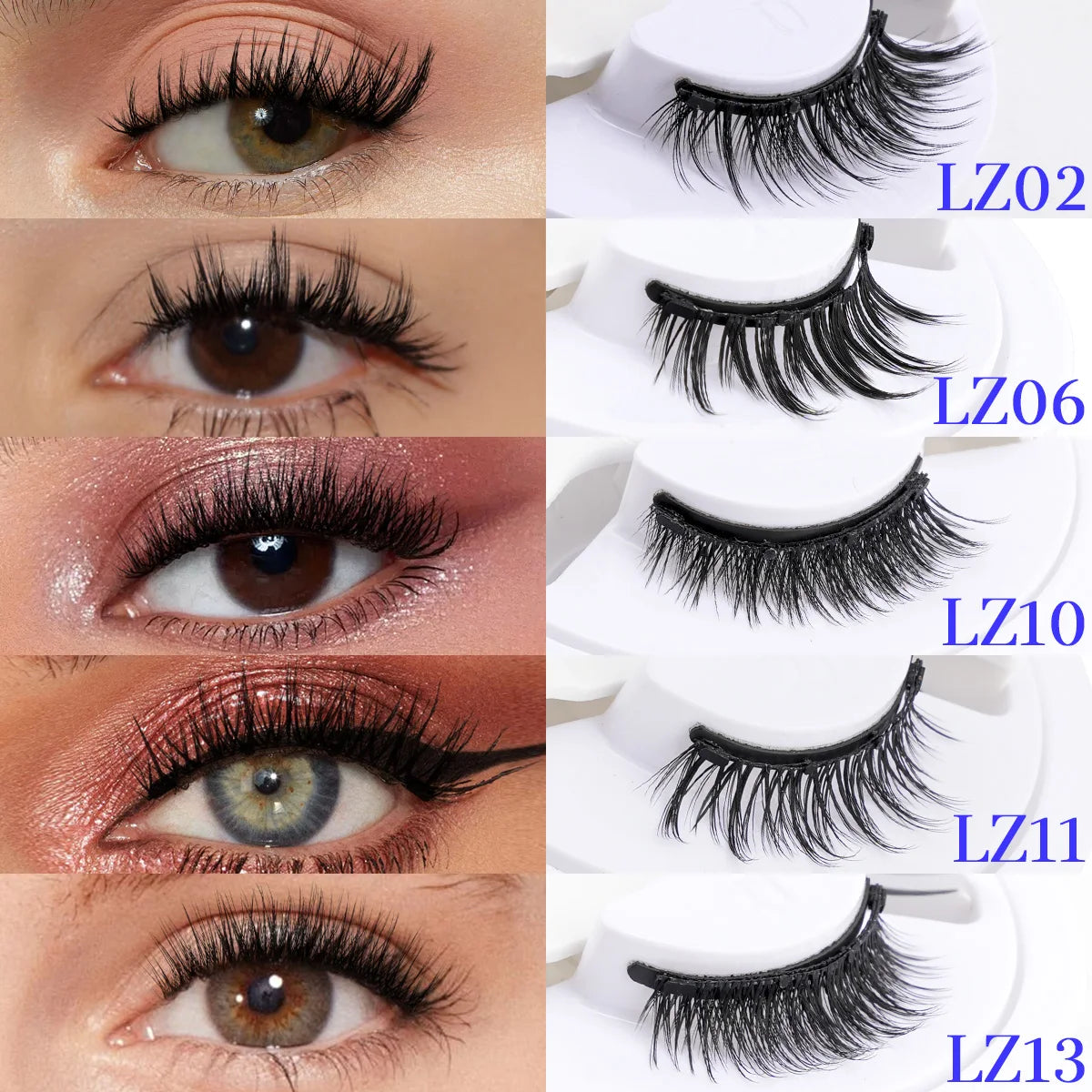 Faux cils magnétiques naturels et longs