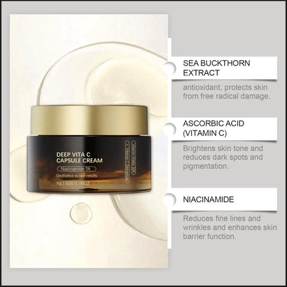 hydratant pour le visage à capsule dorée de vitamine C profonde, protection antioxydante, soins légers quotidiens pour la peau