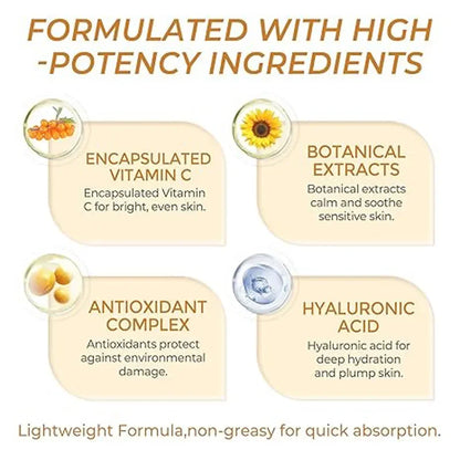 hydratant pour le visage à capsule dorée de vitamine C profonde, protection antioxydante, soins légers quotidiens pour la peau