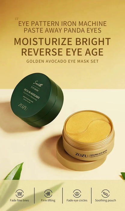 Patchs Yeux Avocat & Or – Hydratants, Raffermissants, Anti-Rides et Anti-Cernes pour Améliorer les Poches sous les Yeux”