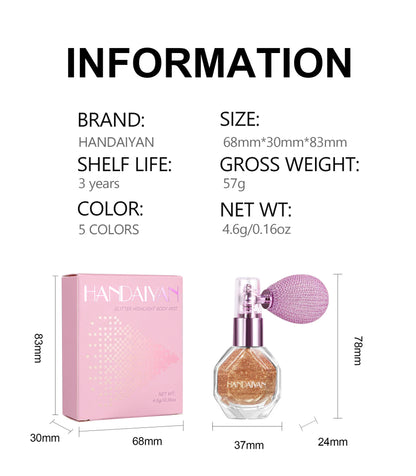 Spray Paillettes Diamant HANDAIYAN - Illuminateur Corps & Visage