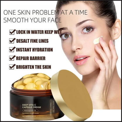 hydratant pour le visage à capsule dorée de vitamine C profonde, protection antioxydante, soins légers quotidiens pour la peau
