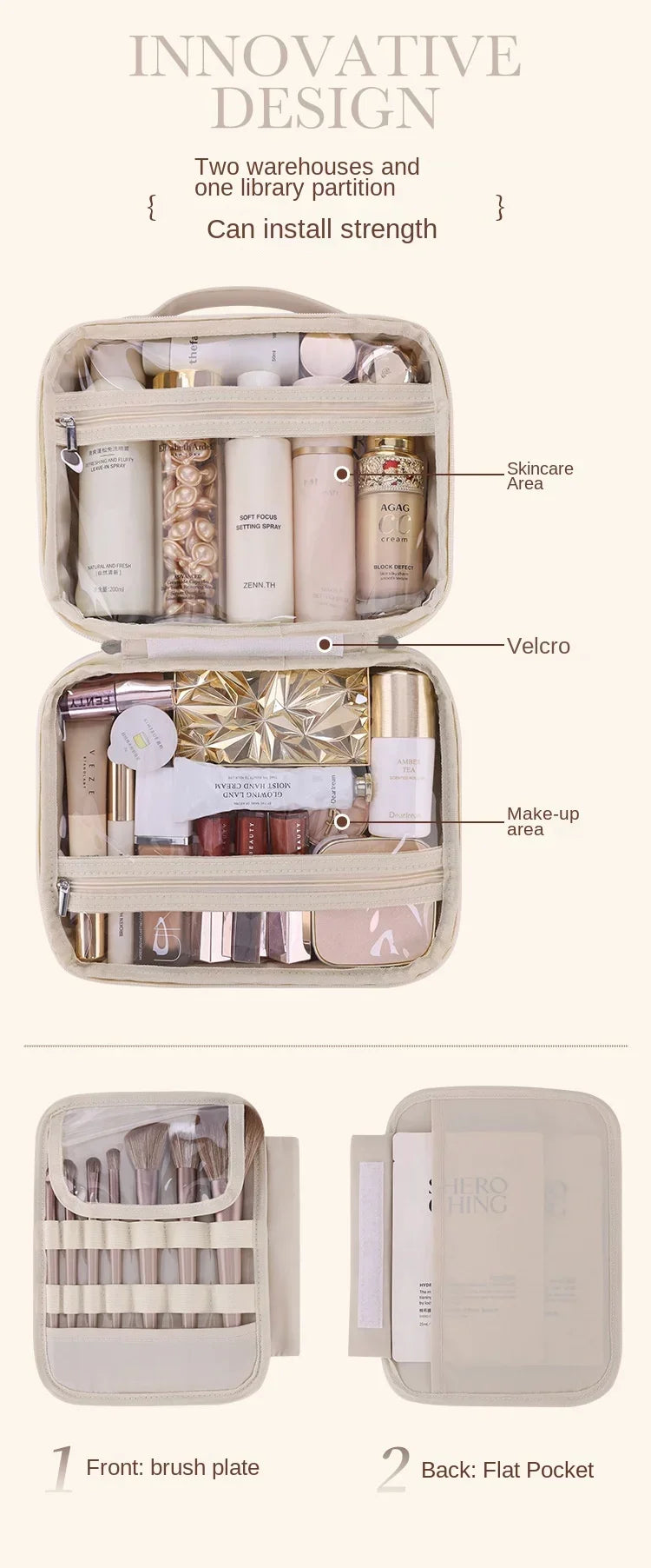 trousse de rangement essentiel pour femmes, grande capacité, organisateur cosmétiques