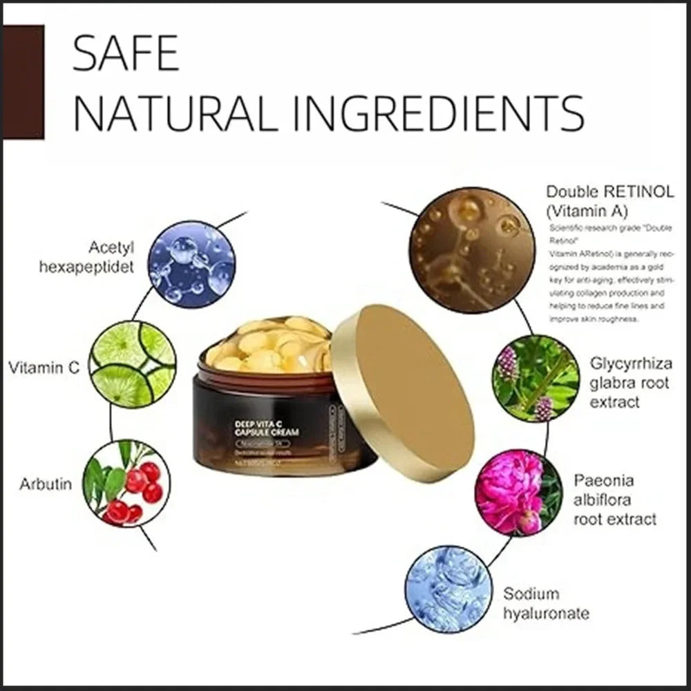 hydratant pour le visage à capsule dorée de vitamine C profonde, protection antioxydante, soins légers quotidiens pour la peau