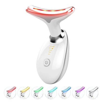 Appareil de beauté EMS 7 couleurs, appareil de massage pour lifting du visage et le cou, anti-rides, LED photonique, raffermissement de la peau, massage facial