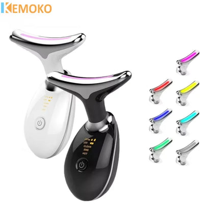 Appareil de beauté EMS 7 couleurs, appareil de massage pour lifting du visage et le cou, anti-rides, LED photonique, raffermissement de la peau, massage facial