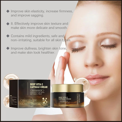 hydratant pour le visage à capsule dorée de vitamine C profonde, protection antioxydante, soins légers quotidiens pour la peau