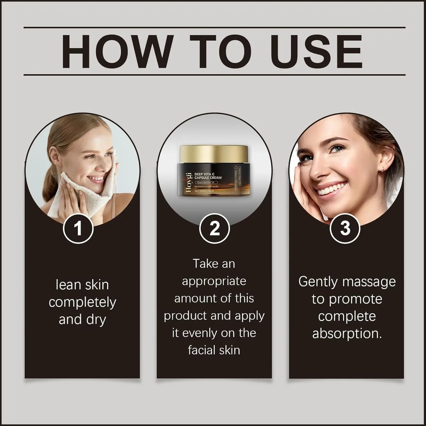 hydratant pour le visage à capsule dorée de vitamine C profonde, protection antioxydante, soins légers quotidiens pour la peau