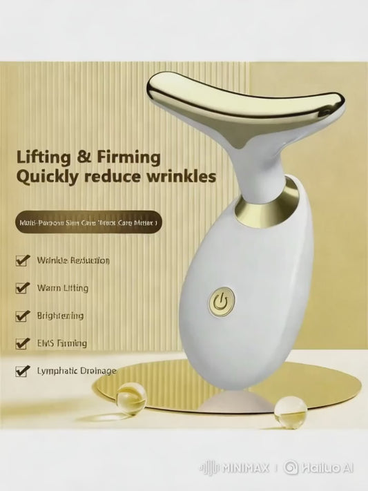 Appareil de beauté EMS 7 couleurs, appareil de massage pour lifting du visage et le cou, anti-rides, LED photonique, raffermissement de la peau, massage facial
